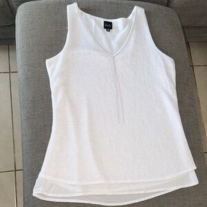 Blue Saks fifth avenue V-Neck Sleeveless Layered Hem Tank w/ Silver details